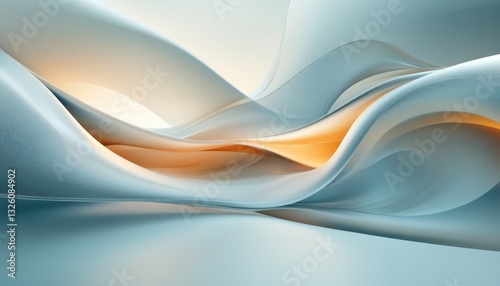 Abstract image features flowing layers of gradient colors and curves