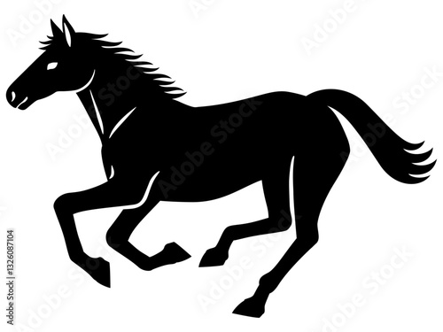 走る馬のシルエットイラスト