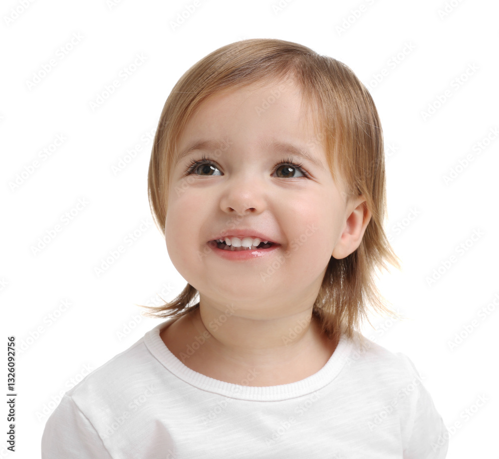 Cute little baby girl on white background Cute little baby girl on white background