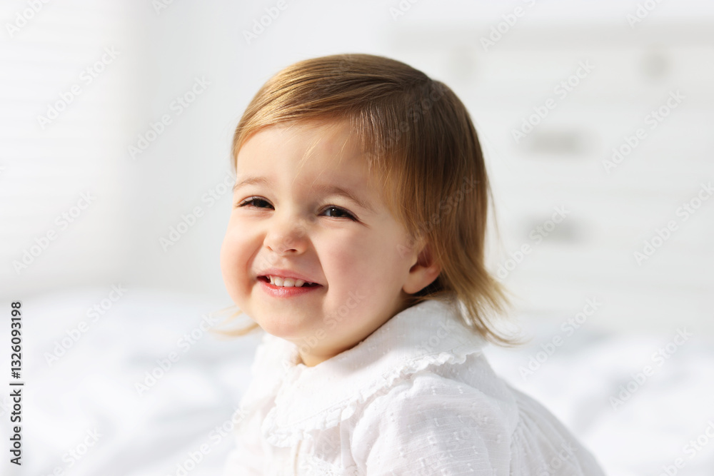 Portrait of cute little baby girl at home Portrait of cute little baby girl at home