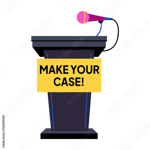 A flat sticker of a dais depicting school speech 