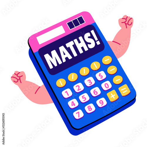 A flat sticker of a calculator with maths typography 