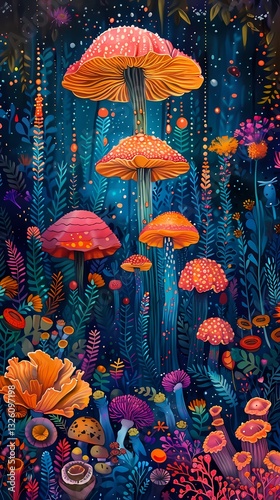 Colorful coral ocean plant illustration poster background