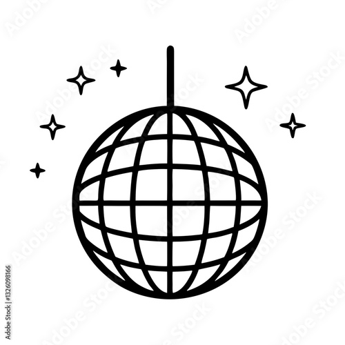 disco ball icon over white background, line style, vector illustration