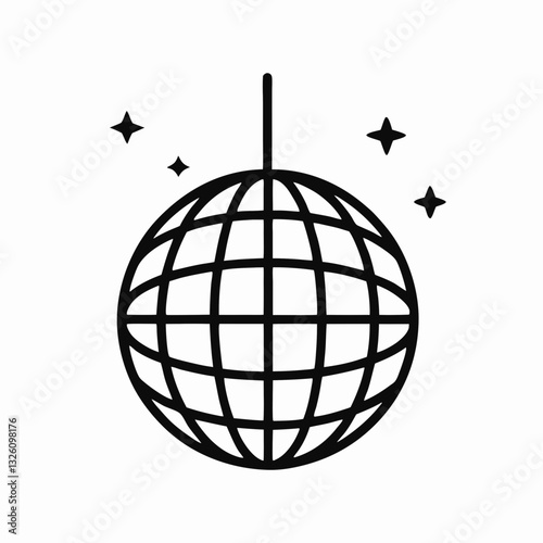 Obraz na płótnie disco ball icon over white background, line style, vector illustration w salonie