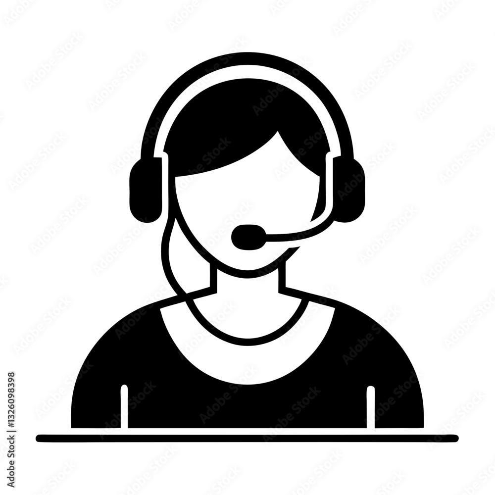 Call centre icon vector male customer service person profile avatar with headset in a glyph pictogram illustration Call centre icon vector male customer service person profile avatar with headset in a glyph pictogram illustration