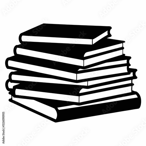 pile text books isolated icon vector illustration design  black and white