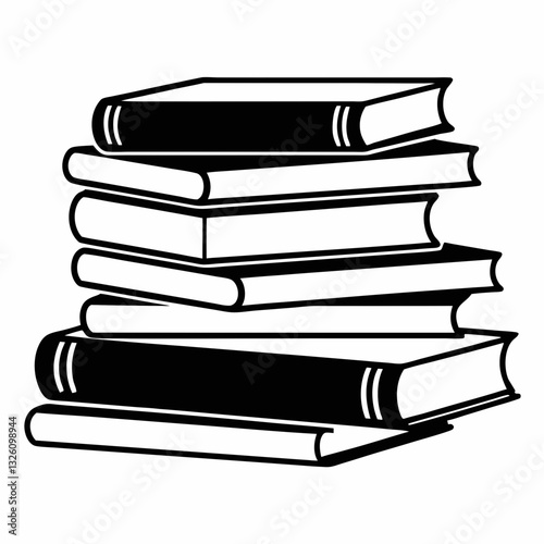pile text books isolated icon vector illustration design  black and white