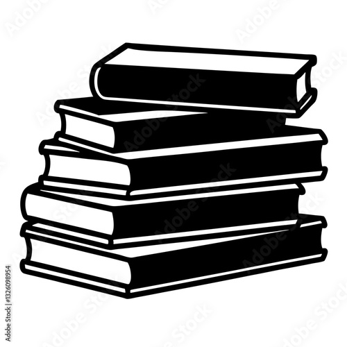 pile text books isolated icon vector illustration design  black and white