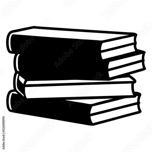pile text books isolated icon vector illustration design  black and white