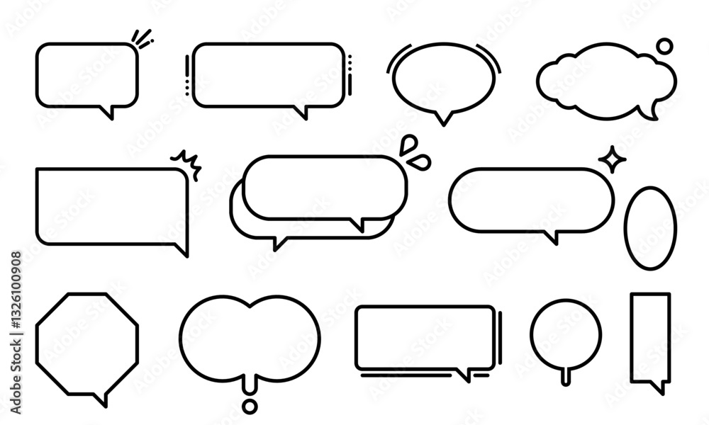 Obraz premium Set of vector speech bubble labels. Retro color special offer design elements, chat emblem, black callout