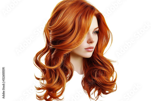 Auburn haired woman on transparent background