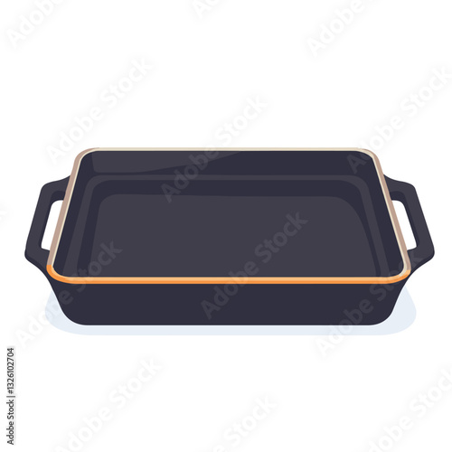 Very Simple flat 2D icon black baking tray isolated on a white background, vector, flat design, animation design, simple flat 2D icon, minimalist design, clipart