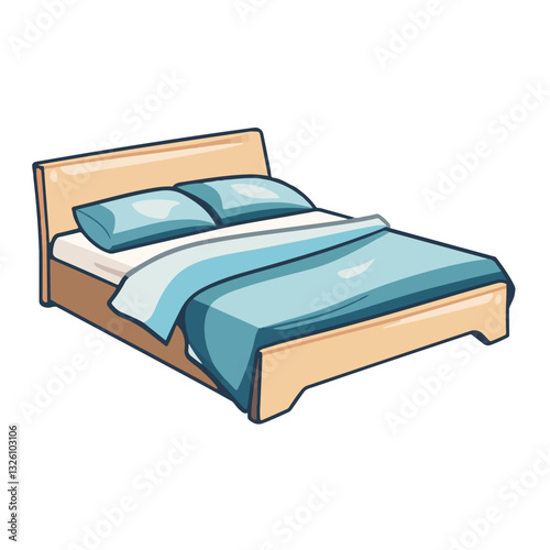 Very Simple flat 2D icon blue bed isolated on a white background, vector, flat design, animation design, simple flat 2D icon, minimalist design, clipart plant