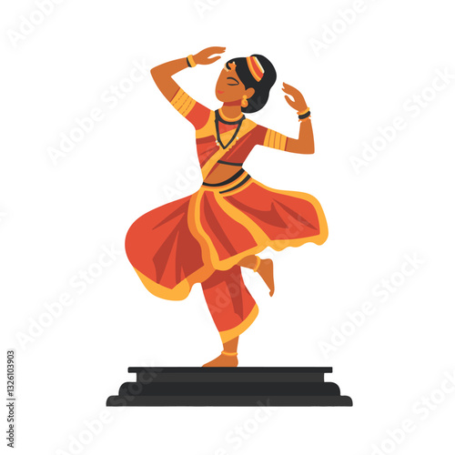 Very Simple flat 2D icon Bharatanatyam dance collection isolated on a white background, vector, flat design, animation design, simple flat 2D icon, minimalist design, clipart