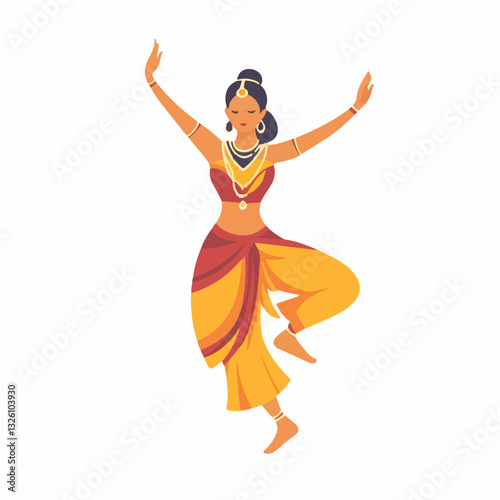 Very Simple flat 2D icon Bharatanatyam dance collection isolated on a white background, vector, flat design, animation design, simple flat 2D icon, minimalist design, clipart