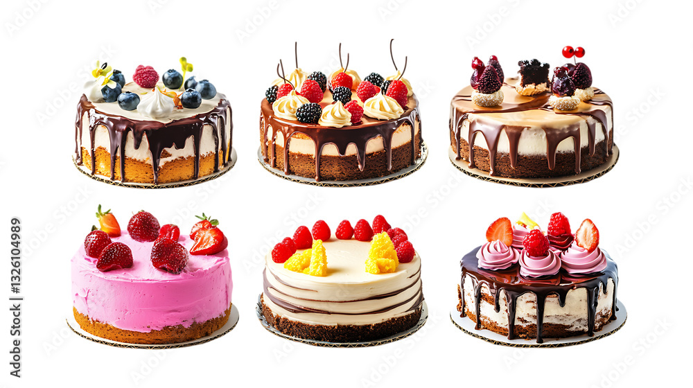 Pack of Cakes Set Against Transparent Background for Bakery Promotions, Dessert Menus, or Gourmet Branding Pack of Cakes Set Against Transparent Background for Bakery Promotions, Dessert Menus, or Gourmet Branding