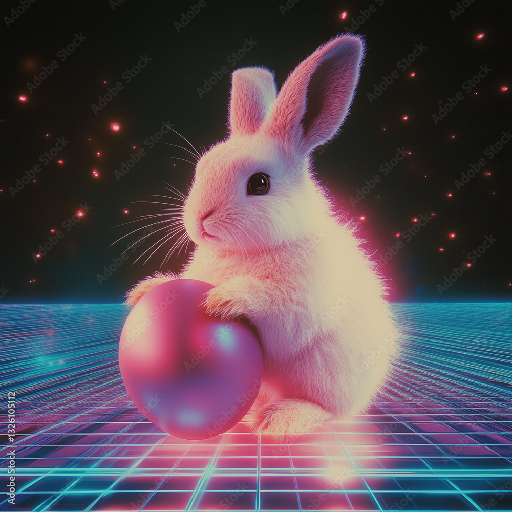 Digital Easter greeting featuring a bunny and an egg