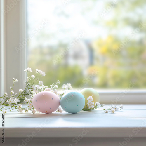 Spring composition with colored Easter eggs