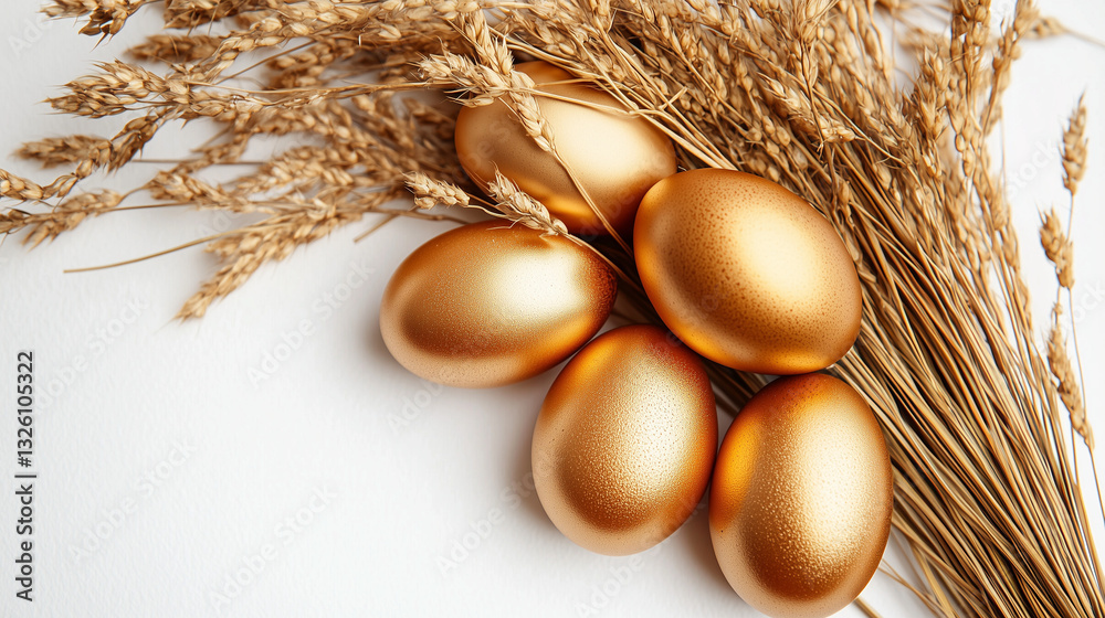 Stylish golden eggs easter concept