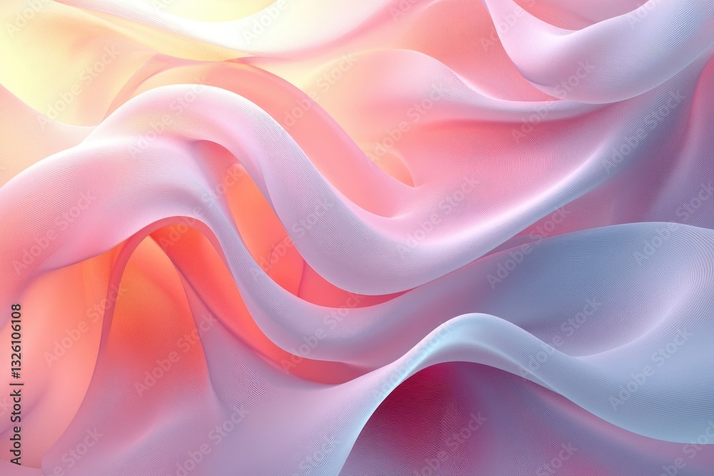 Fototapeta premium Beautiful flowing cloth illuminated with lovely shades of color