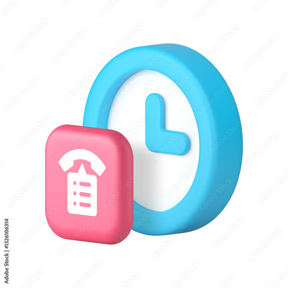Important call time reminder deadline countdown notification 3d icon realistic vector illustration. Calendar date meeting event contact communication information planner business notification badge Important call time reminder deadline countdown notification 3d icon realistic vector illustration. Calendar date meeting event contact communication information planner business notification badge