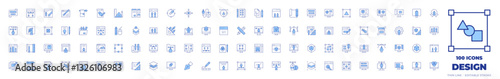 100 Design Icons Collection. Line Duotone style, editable stroke. vector, website design, web design, design, graphic design, responsive design, d design, pen