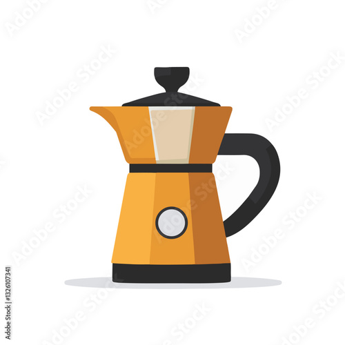 A Simple flat 2D icon orange coffee maker collection isolated on a white background, vector, flat design, animation design, simple flat 2D icon, minimalist design, clipart