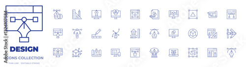 Design icons collection. Thin Line icons, editable stroke. vector, object, design, d design, responsive design, web design, house design, art and design