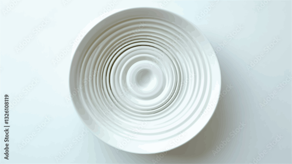Fototapeta premium High-angle, close-up shot of a white, circular object composed of numerous concentric rings or circles creating a layered, three-dimensional effect. The rings gradually decrease in size towards