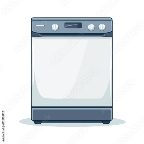Very Simple flat 2D icon white dishwasher isolated on a white background, vector, flat design, animation, simple flat 2D icon, minimalist , clipart