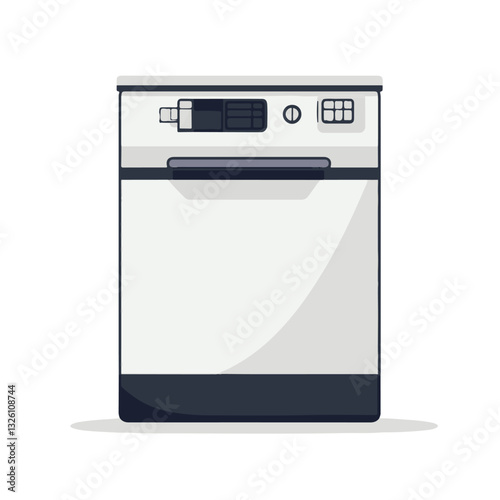 A Simple flat 2D icon dishwasher isolated on a white background, vector, flat, animation design, simple flat 2D icon, minimalist design, clipart