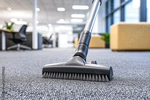Wallpaper Mural Vacuum cleaner on office carpet, cleaning the floor in a modern workspace, ensuring a clean and healthy environment. Torontodigital.ca
