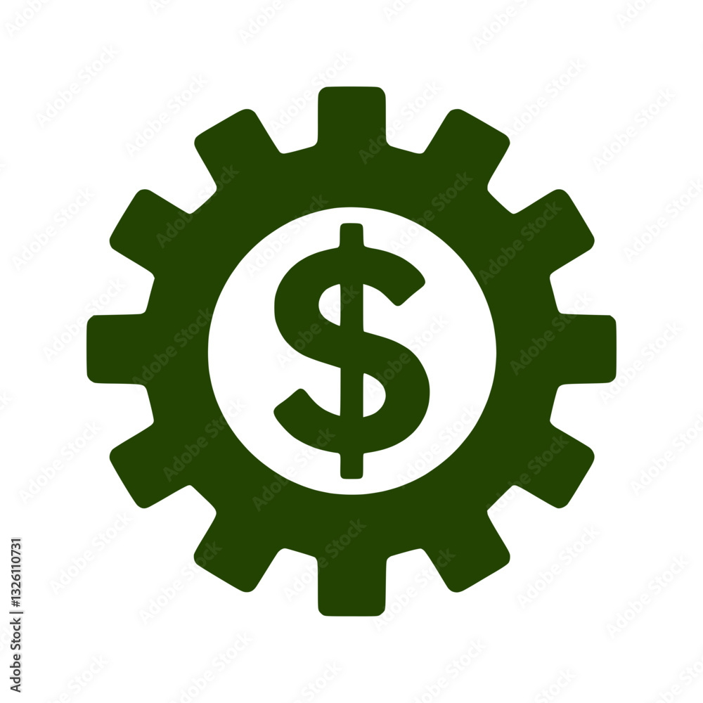 Dollar sign gear silhouette icon design for finance and industry Dollar sign gear silhouette icon design for finance and industry
