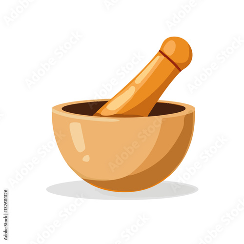 Very Simple flat 2D icon mortar and pestle isolated on a white background, vector, flat design, vector, flat design, animation design, flat 2D icon, minimalist design, vector