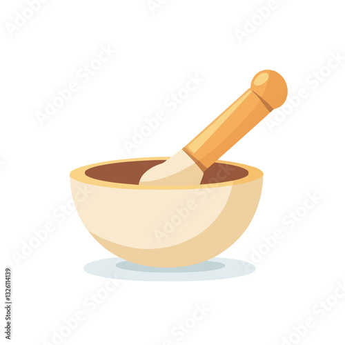 Very Simple flat 2D icon mortar and pestle isolated on a white background, vector, flat design, vector, flat design, animation design, flat 2D icon, minimalist design, vector