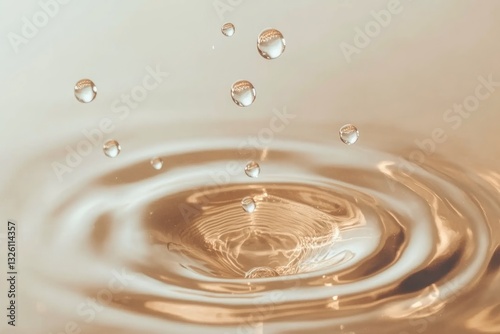 Captivating Water Droplets Splashing in a Serene, Minimalistic Setting for Microstock Imagery