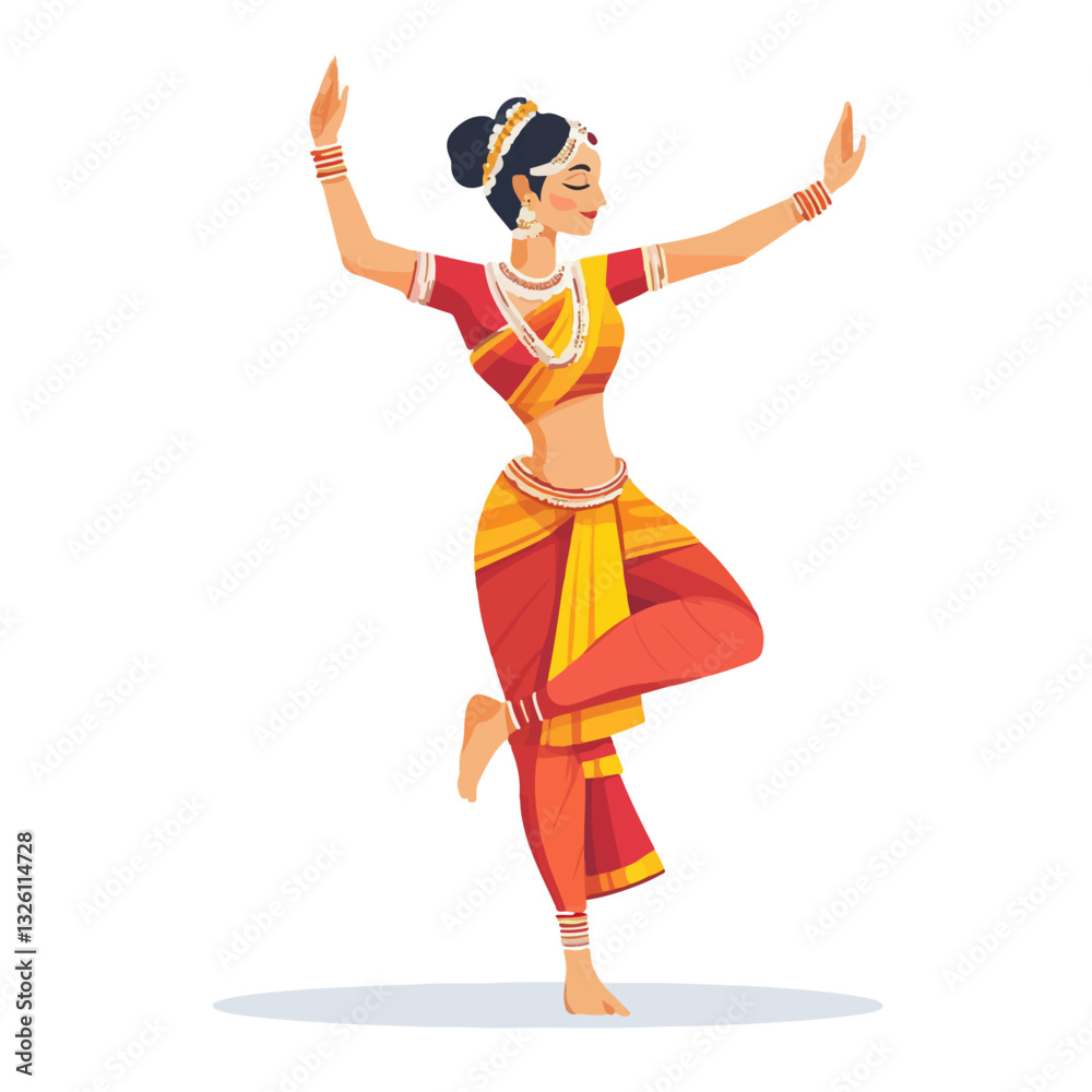 Very Simple flat 2D icon odissi dance isolated on a white background, vector, flat design, vector, flat design, animation design, flat 2D icon, minimalist design, vector Very Simple flat 2D icon odissi dance isolated on a white background, vector, flat design, vector, flat design, animation design, flat 2D icon, minimalist design, vector