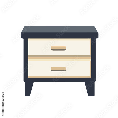 Very Simple flat 2D icon nightstand isolated on a white background, vector, flat design, vector, flat design, animation design, flat 2D icon, minimalist design, vector