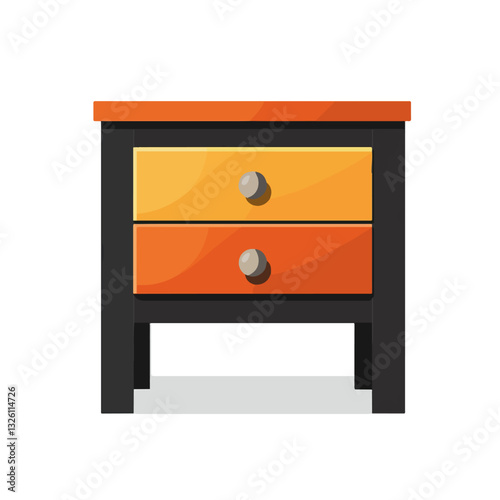 Very Simple flat 2D icon nightstand isolated on a white background, vector, flat design, vector, flat design, animation design, flat 2D icon, minimalist design, vector