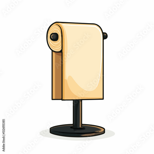 Very Simple flat 2D icon wooden paper towel holder isolated on a white background, vector, flat design, vector, flat design, animation design, flat 2D icon, minimalist design, vector