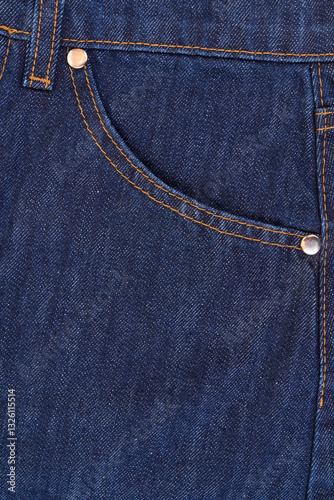 Jeans textile pocket close up. Detail of denim pants.