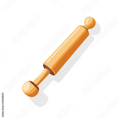 My Simple flat 2D icon wooden rolling pin isolated on a white background, vector, flat design, vector, flat design, animation design, flat 2D icon, minimalist design, vector