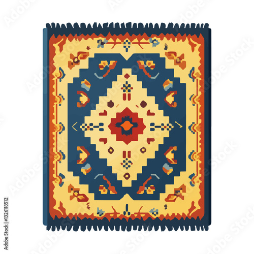 very Simple flat 2D icon traditional rug isolated on a white background, vector, flat design, vector, flat design, animation design, flat 2D icon, minimalist design, vector