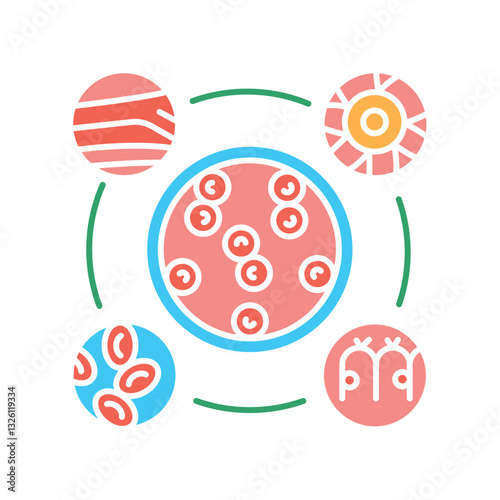 Induced pluripotent stem cells color flat icon.