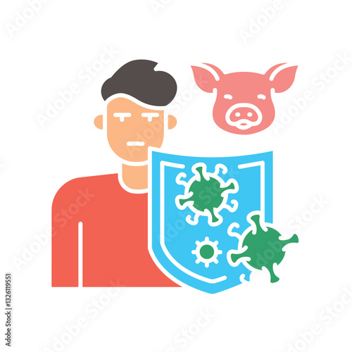 Reducing zoonotic virus transmission color flat icon. Isolated