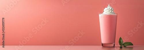 food and drink, icon, Refreshing pink drink topped with cream.