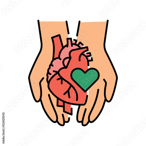 Donor organ black line icon.