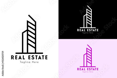 bold lines tallest tower design, line art, icon, vector, logo for hotel, builders, apartment, flat, land, landlord, property agents, real estate, construction company, property firm, landmark, home
