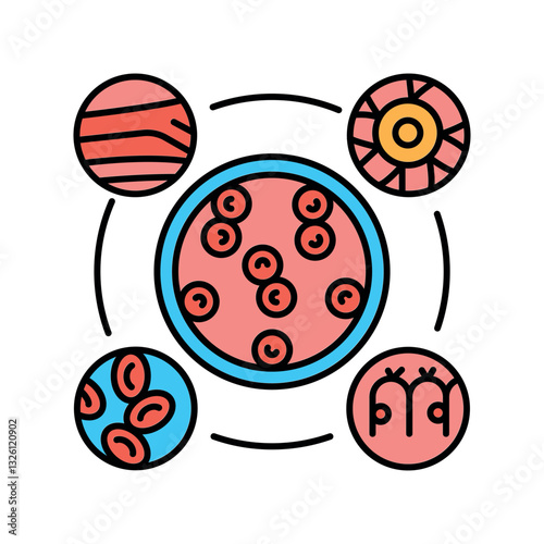 Induced pluripotent stem cells color flat icon.